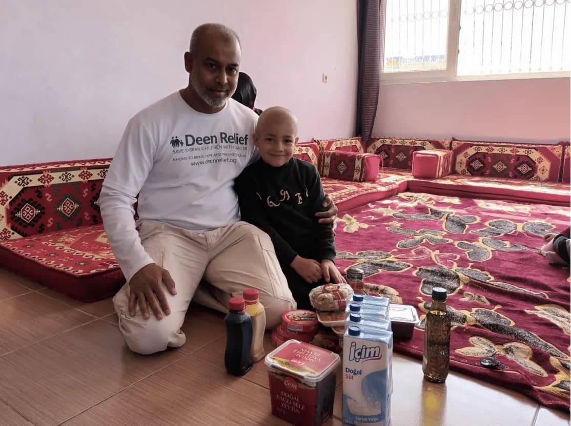 Deen Relief team member visiting a child with cancer at the care centre
